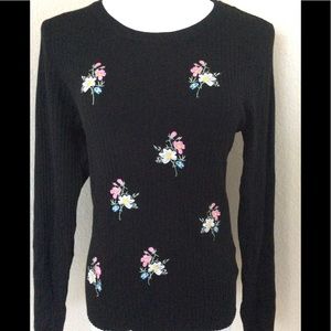 J Crew Sweater Soft knit Sweater black embellished